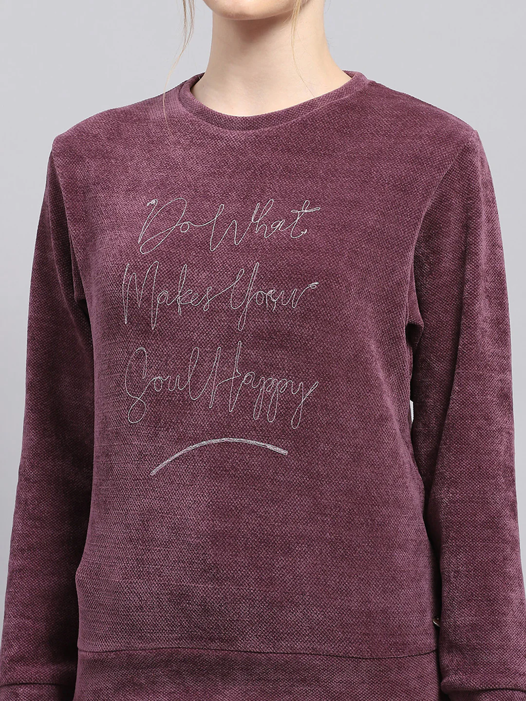 Women Maroon Embroidered Round Neck Full Sleeve Cords Set - Image 6