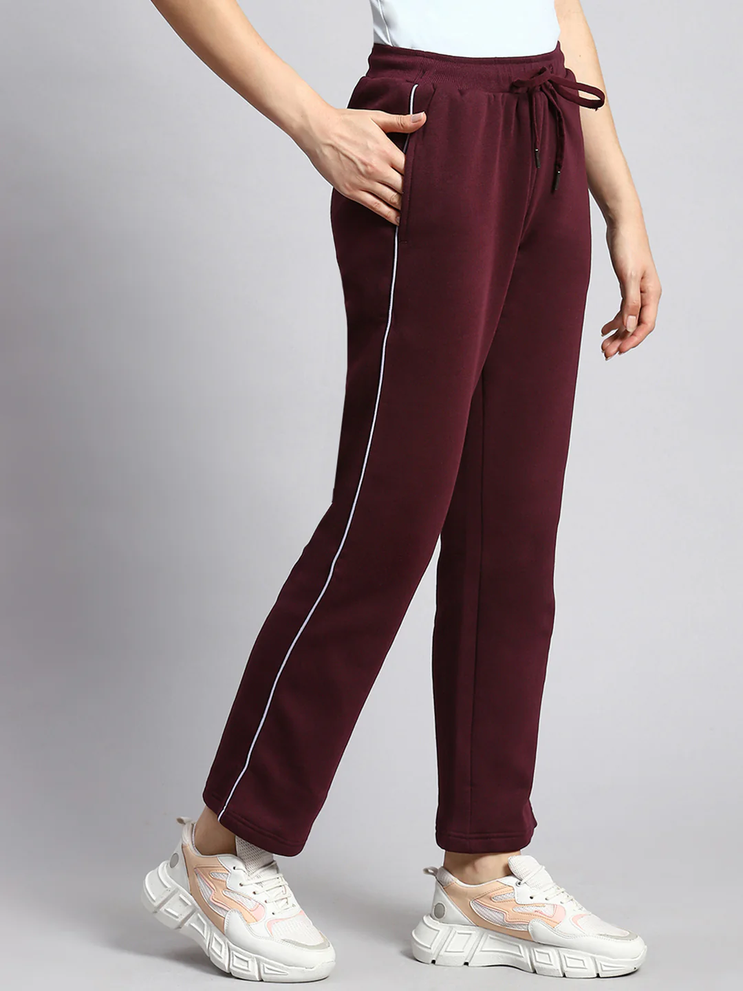 Women Maroon Plain Winter Lower - Image 3