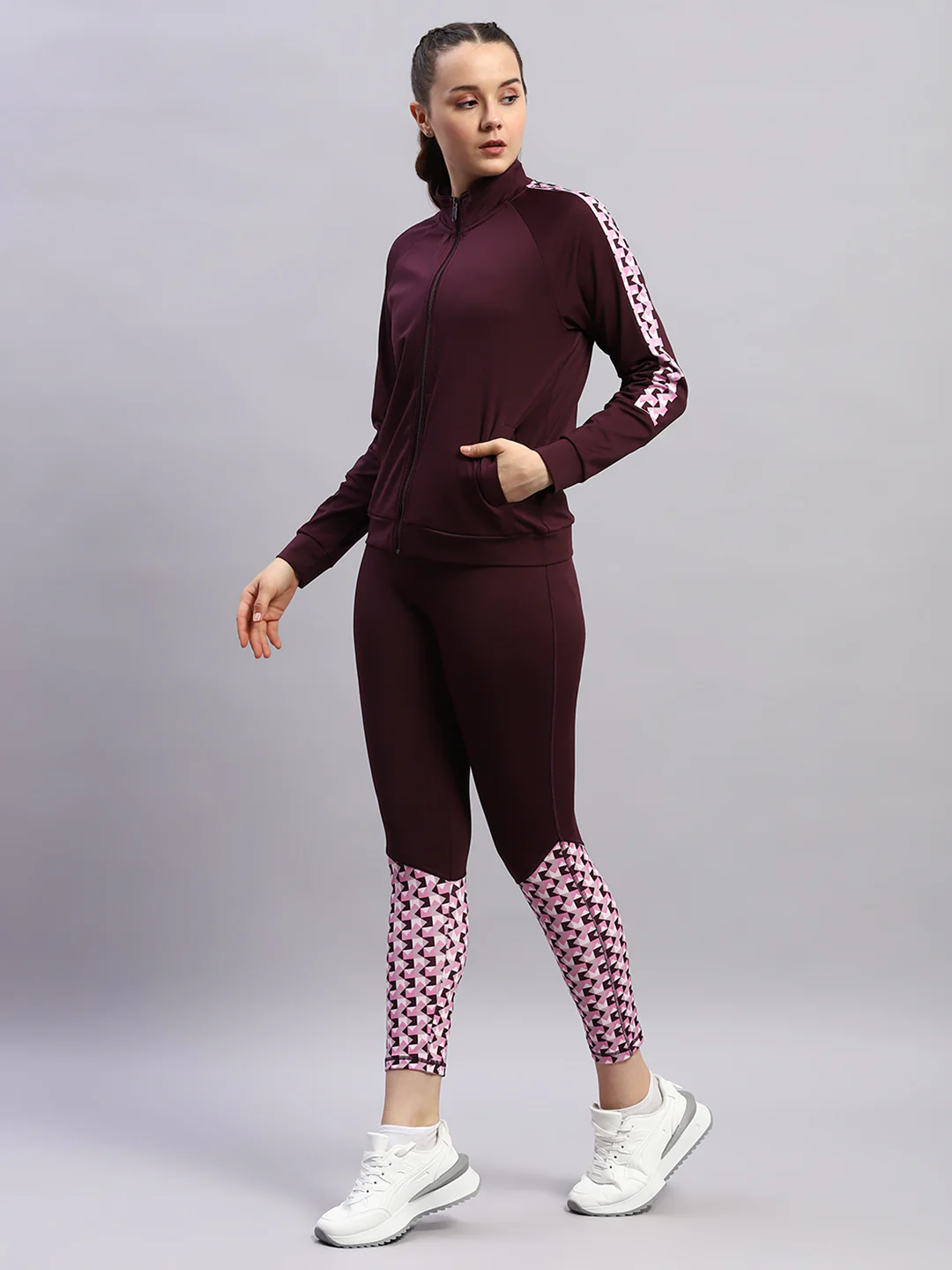 Rock.it Women Maroon Printed Band Collar Full Sleeve 3Pc Cords Set - Image 3