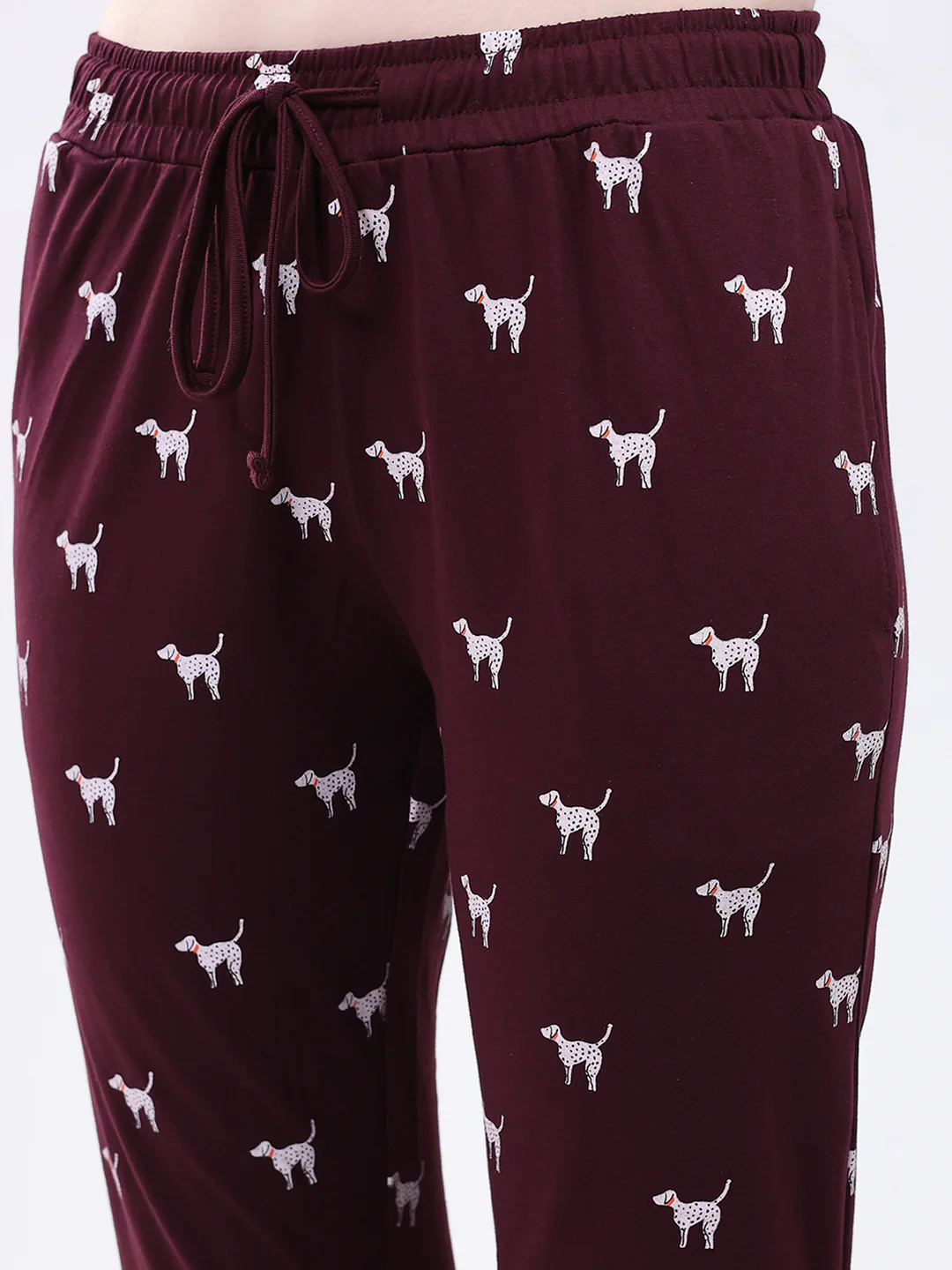 Women Maroon Printed Collar Full Sleeve Lower Set - Image 8
