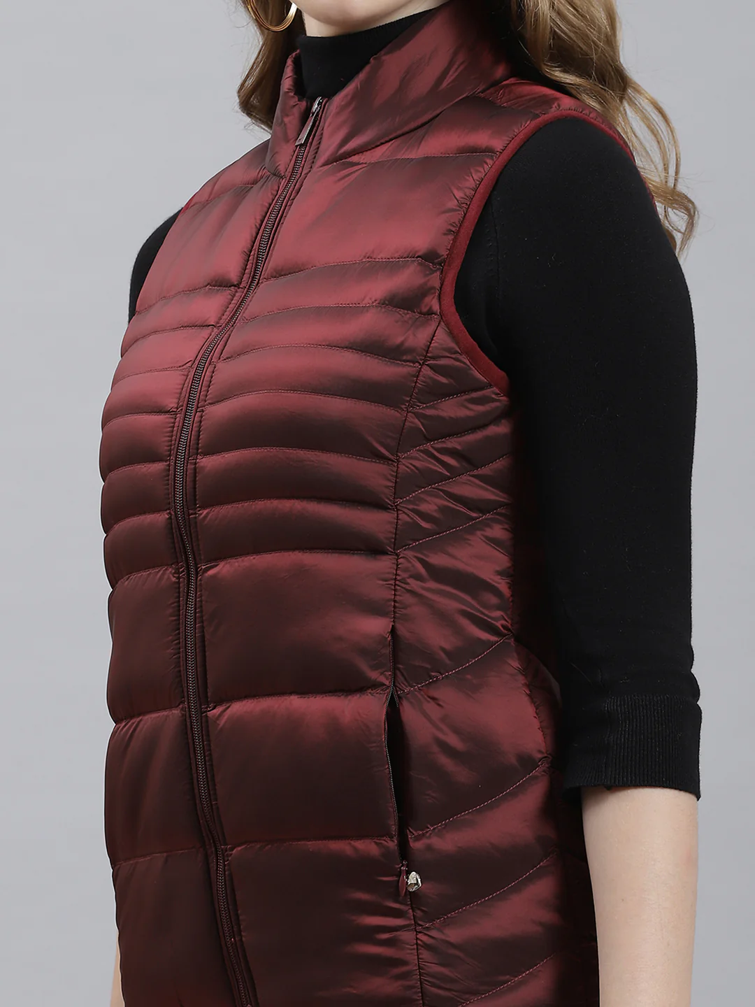 Women Maroon Printed Jacket - Image 6