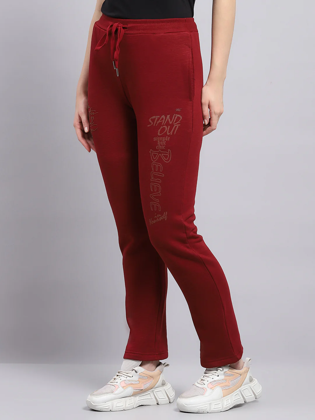 Women Maroon Printed Regular Fit Lower - Image 3