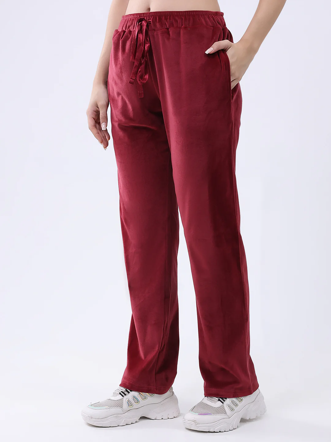 Women Maroon Printed Round Neck Full Sleeve Lower Set - Image 8