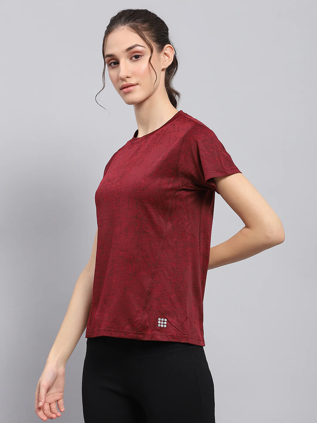 Rock.it Women Maroon Printed Round Neck Half Sleeve Top - Image 3