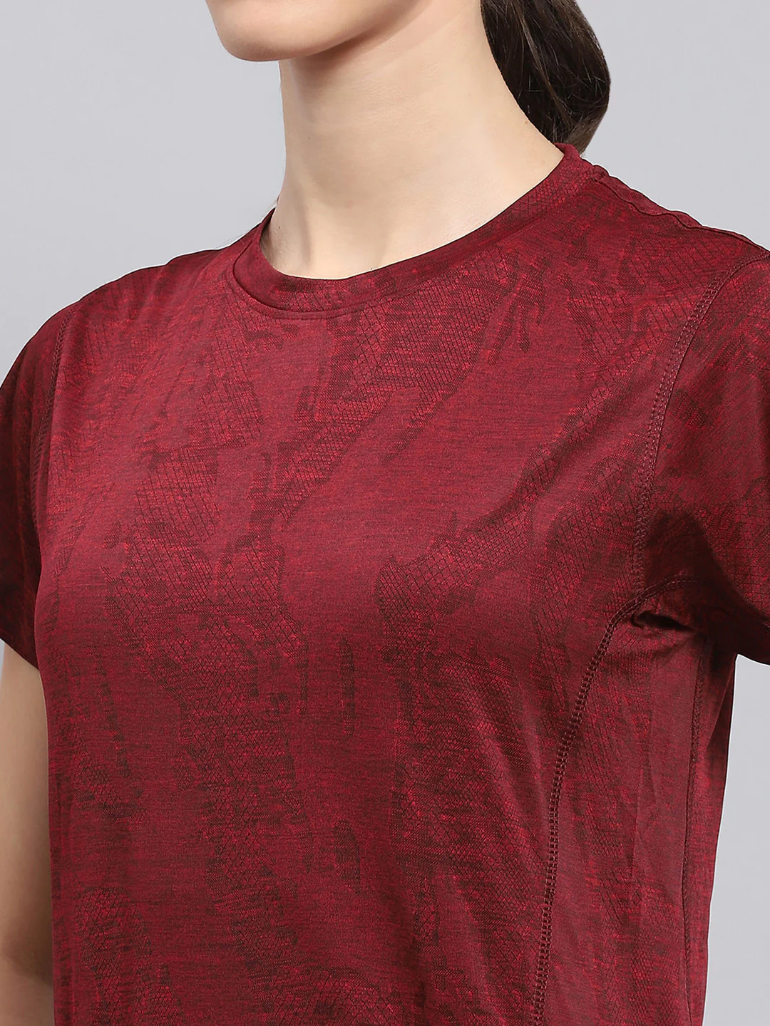 Rock.it Women Maroon Printed Round Neck Half Sleeve Top - Image 6