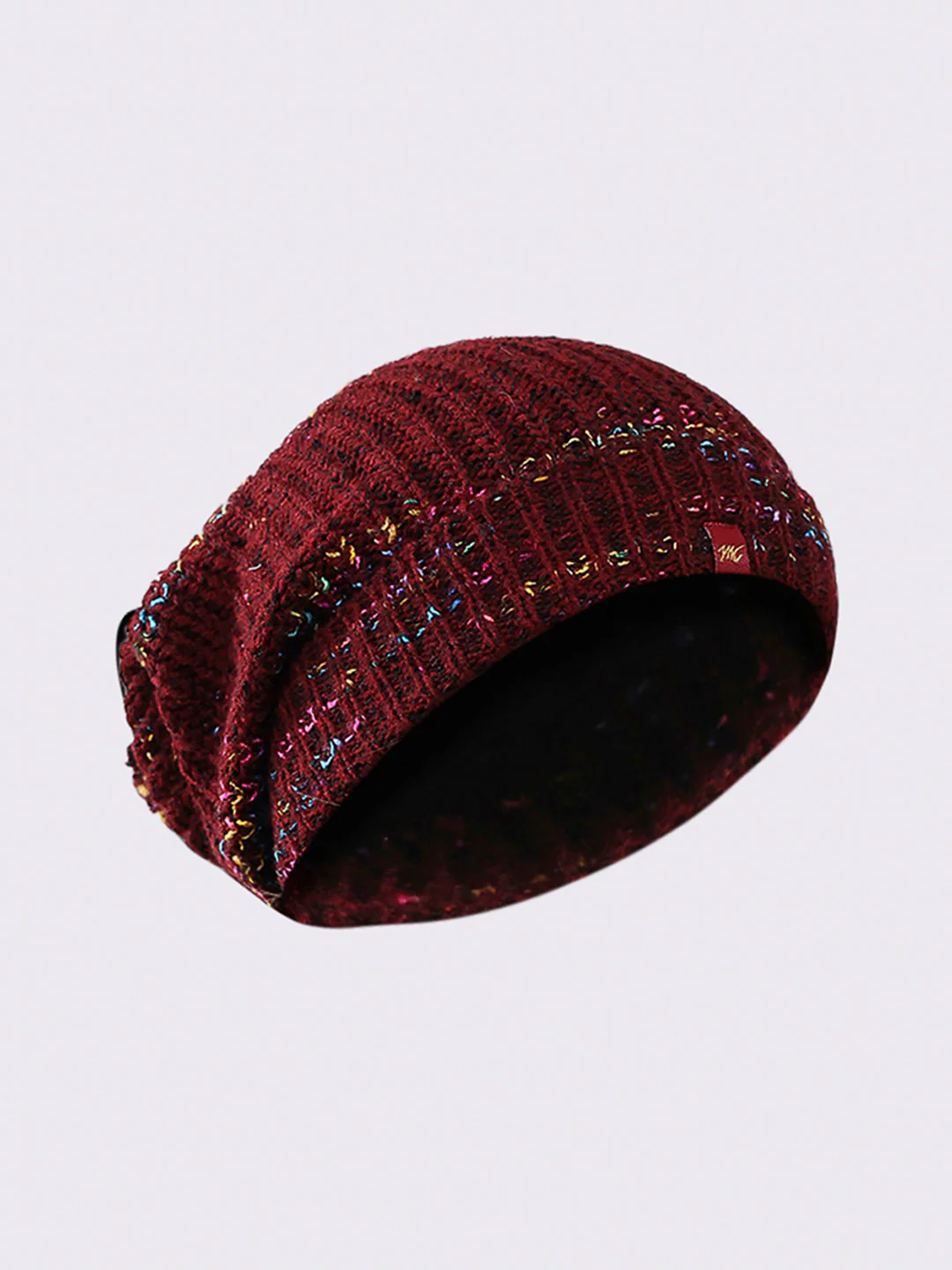 Women Maroon Self Design Blend Wool Cap - Image 2