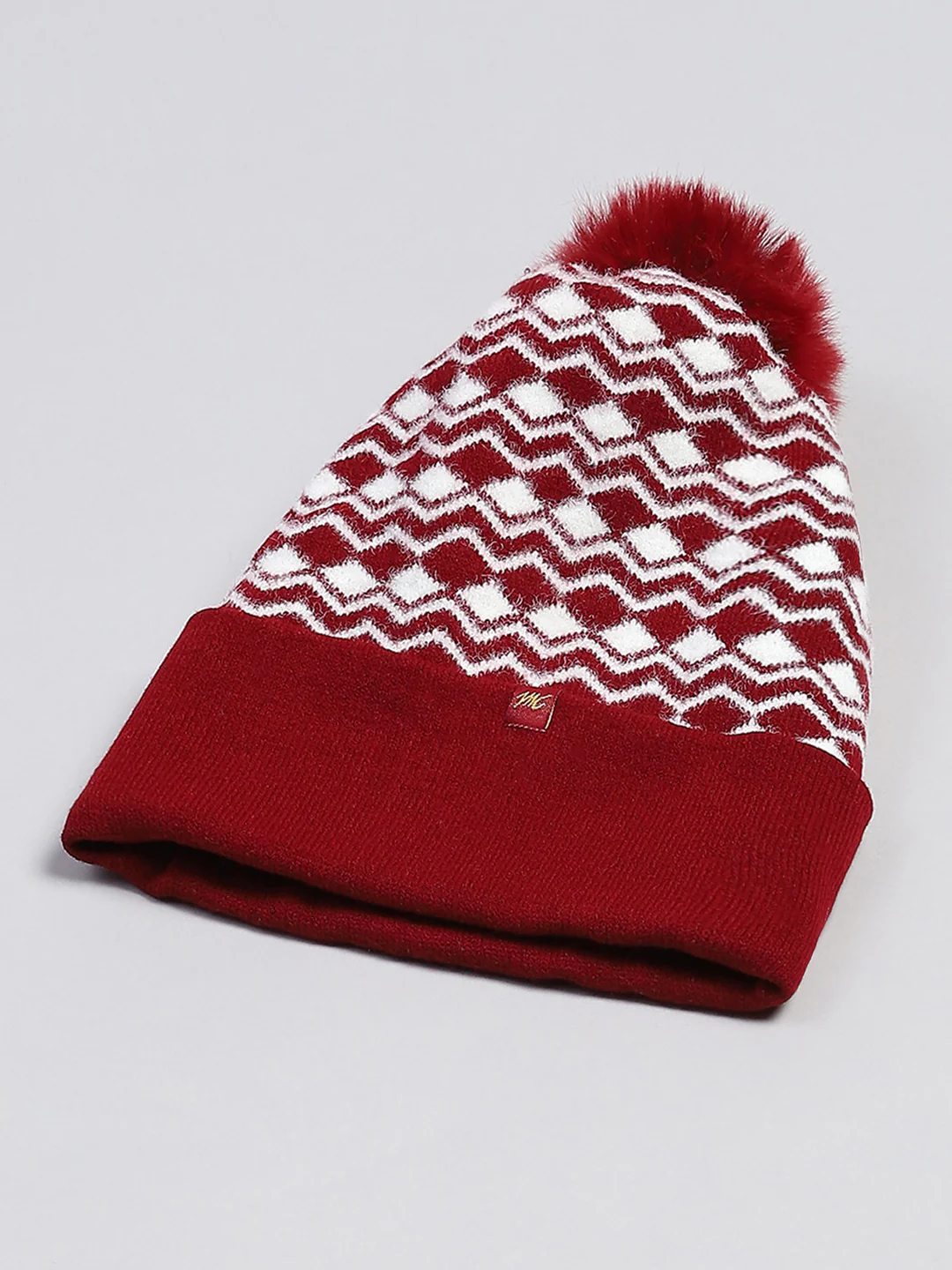 Women Maroon Self Design Cap - Image 6