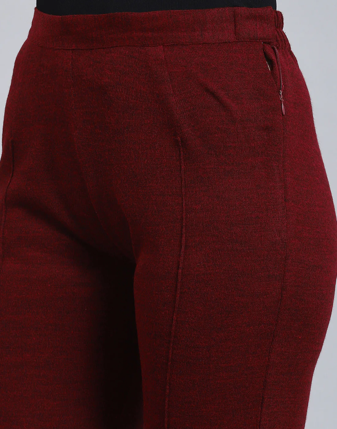 Women Maroon Self Design Regular Fit Winter Lower - Image 7