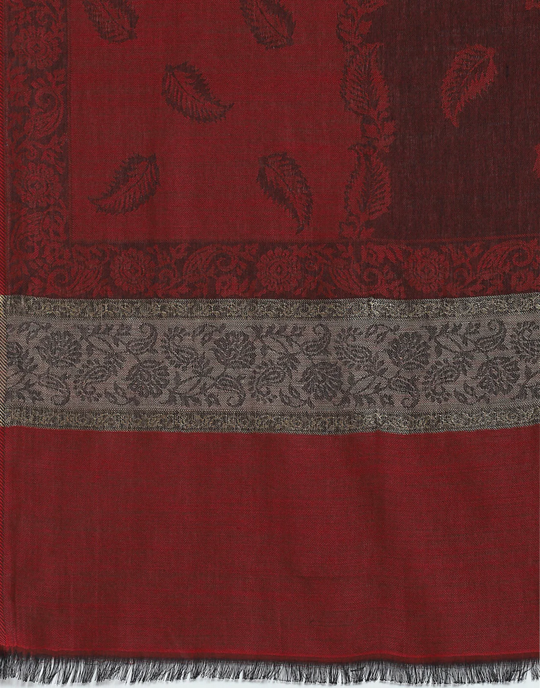 Women Maroon Self Design Shawl - Image 7