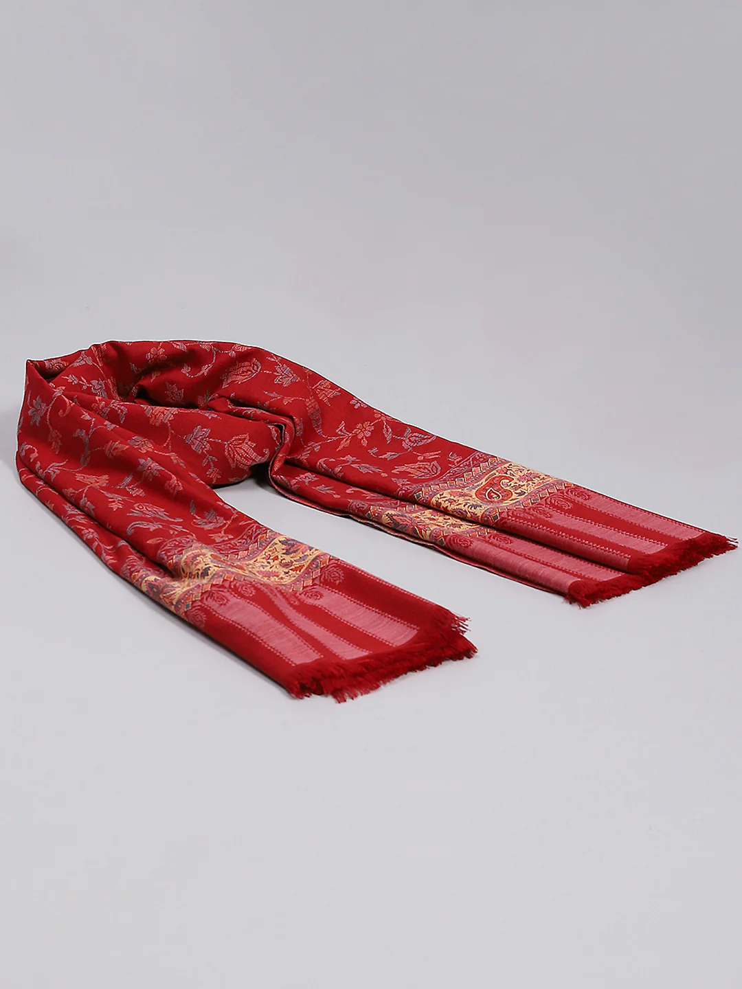 Women Maroon Self Design Shawl - Image 2
