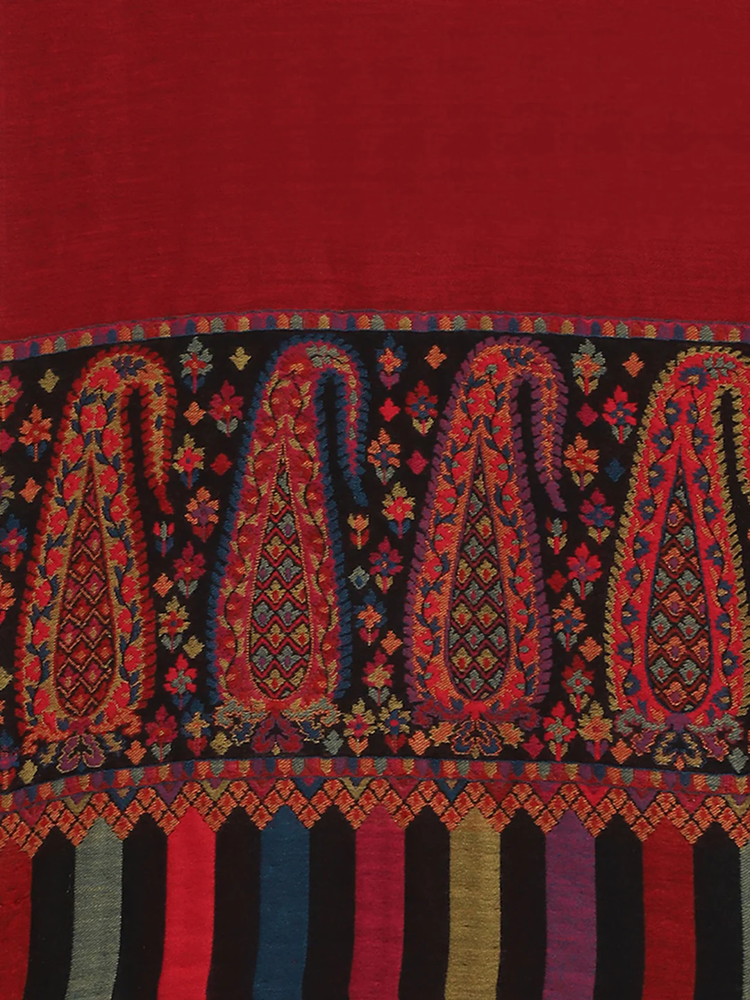 Women Maroon Self Design Shawl - Image 6