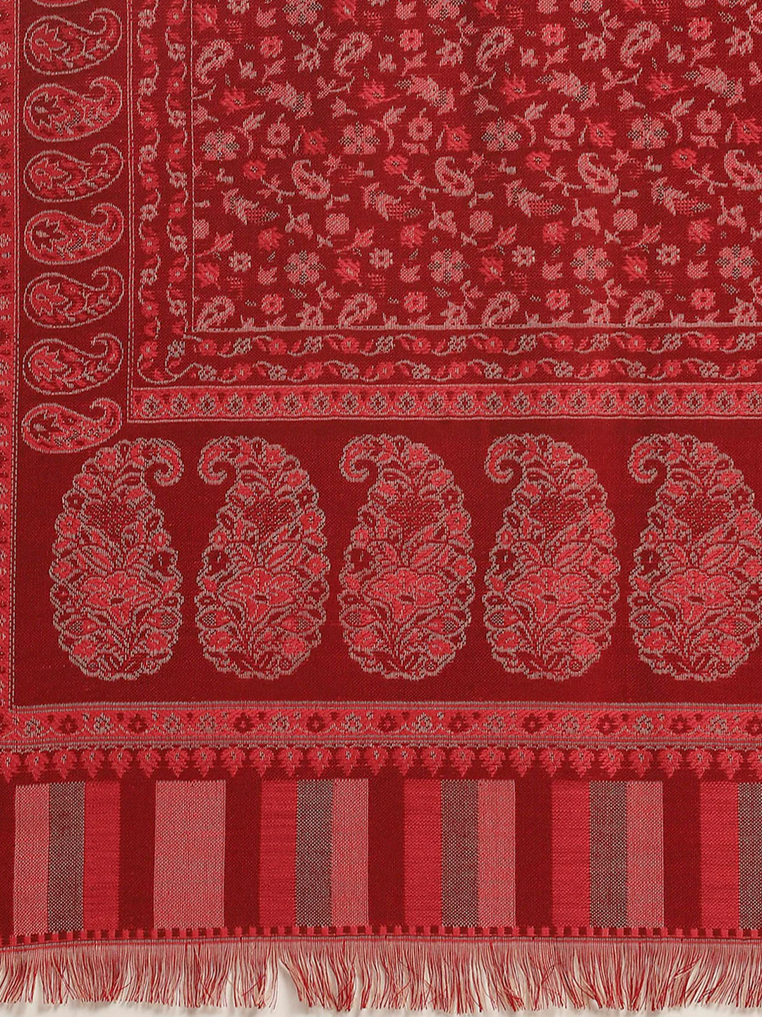 Women Maroon Self Design Shawl - Image 7