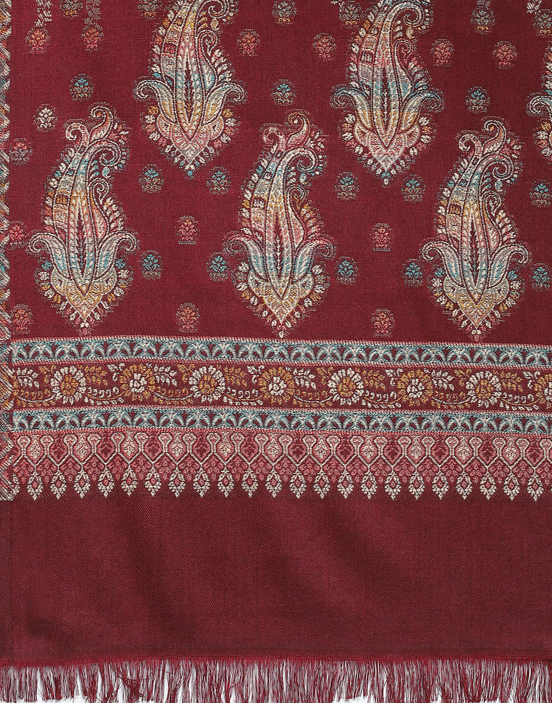 Women Maroon Self Design Stole - Image 8