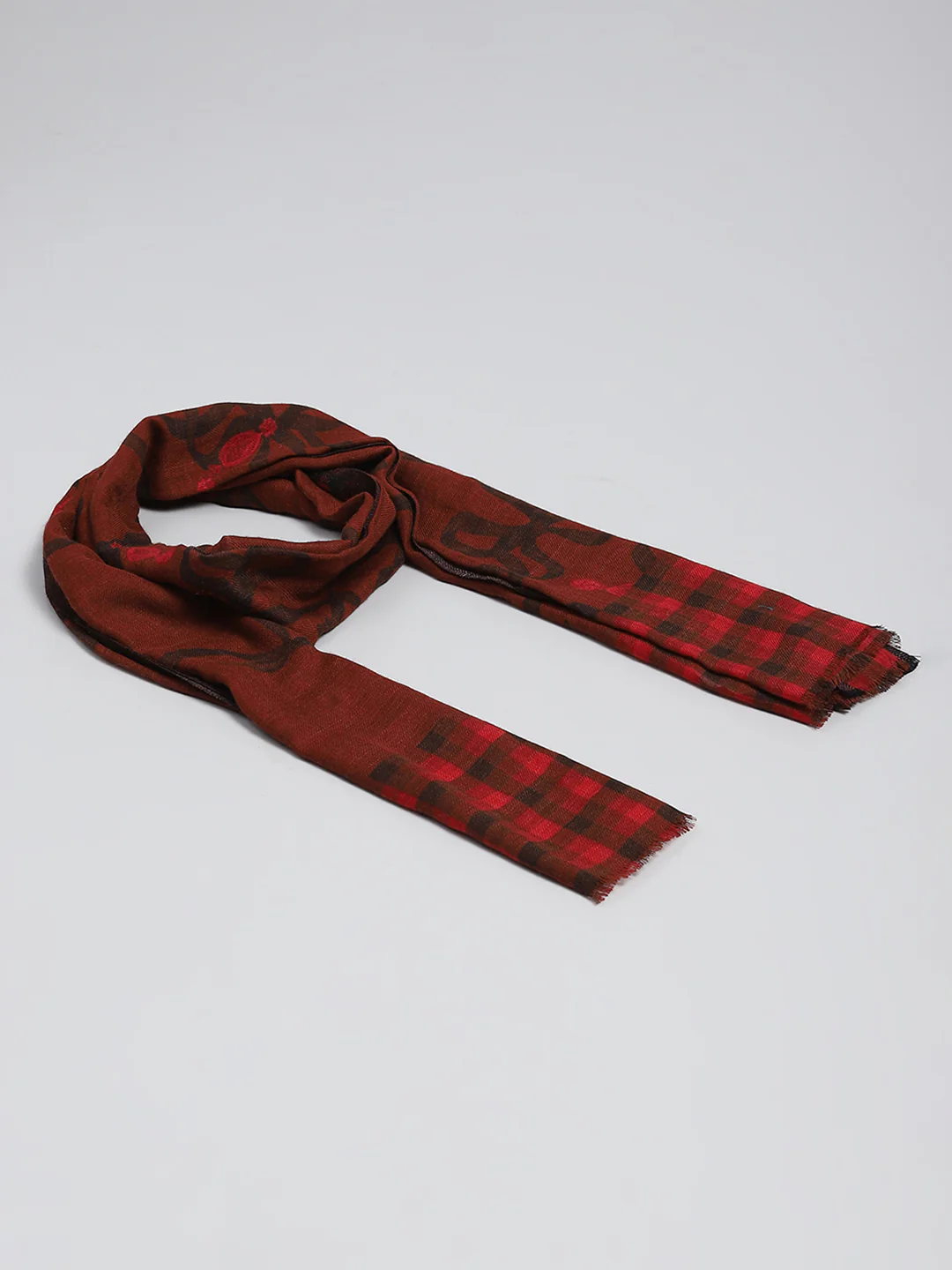 Women Maroon Self Design Stole - Image 6