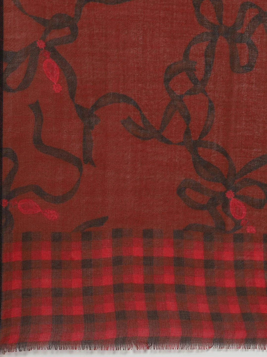 Women Maroon Self Design Stole - Image 7