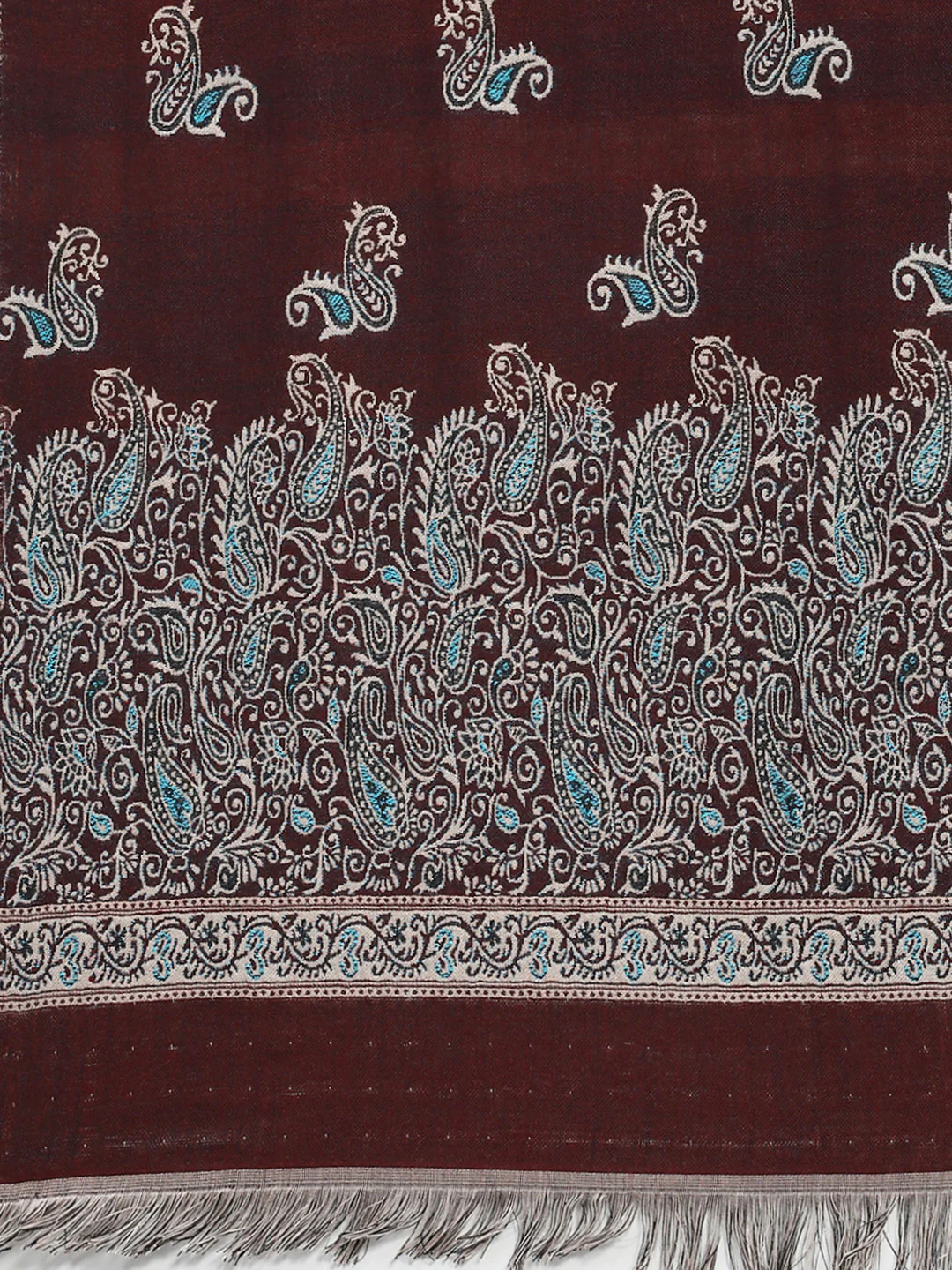 Women Maroon Self Design Stole - Image 6