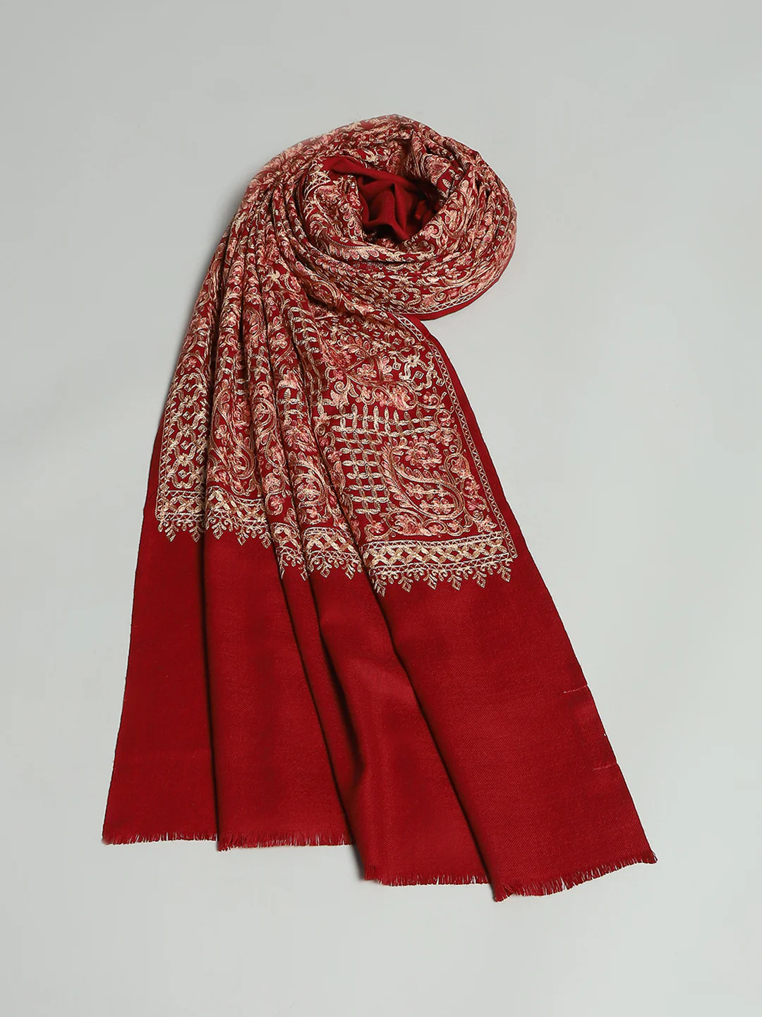 Women Maroon Self Design Stole - Image 6