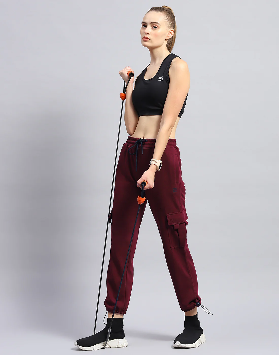 Rock.it Women Maroon Solid Regular Fit Lower - Image 2