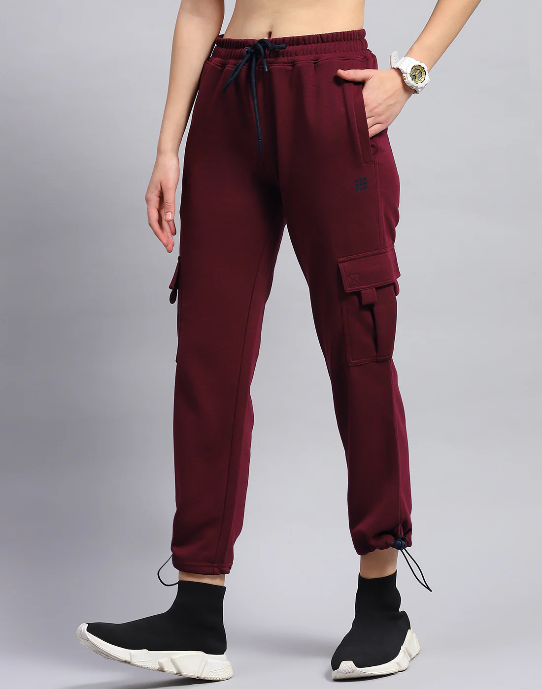 Rock.it Women Maroon Solid Regular Fit Lower - Image 3
