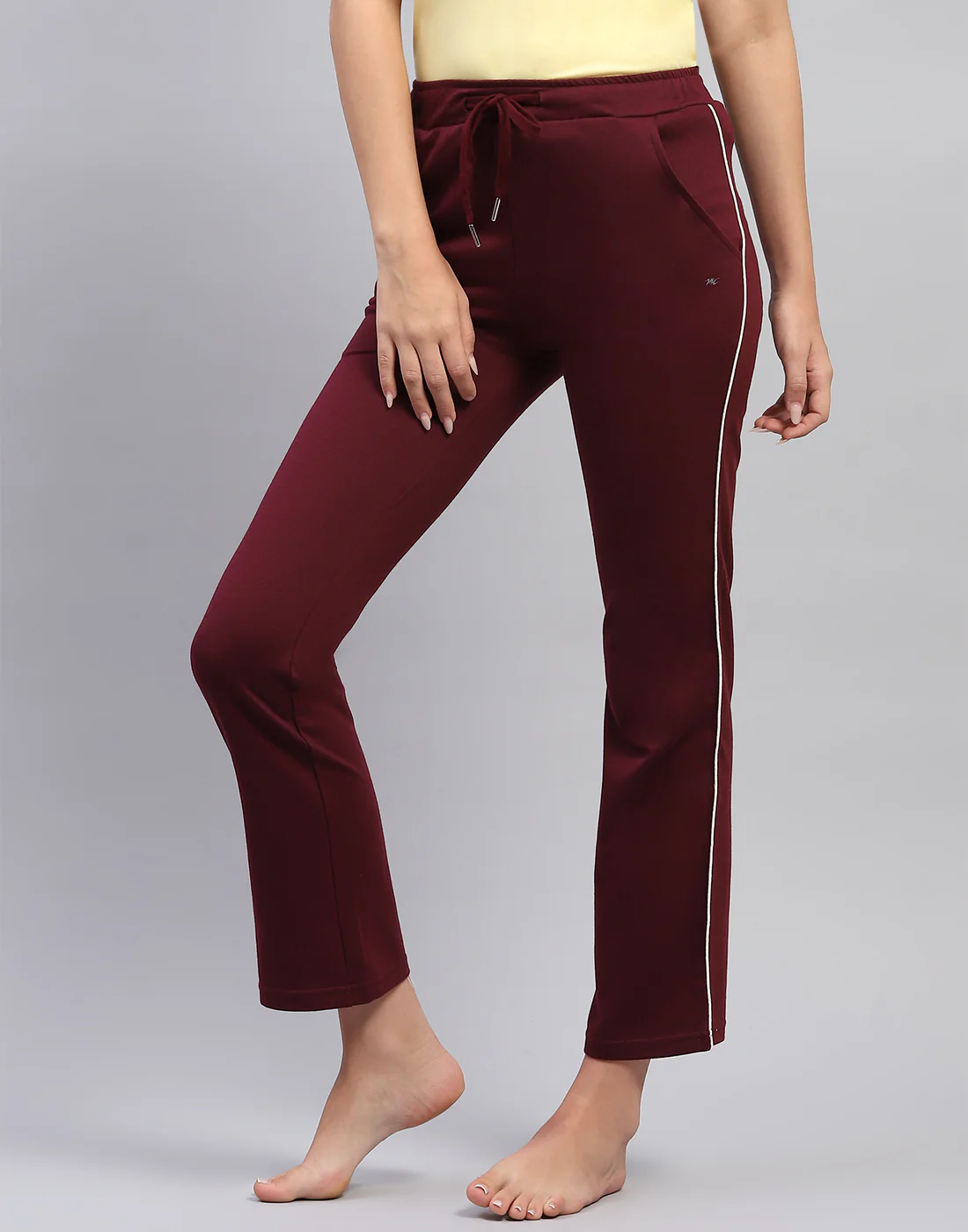 Women Maroon Solid Regular Fit Lower - Image 3