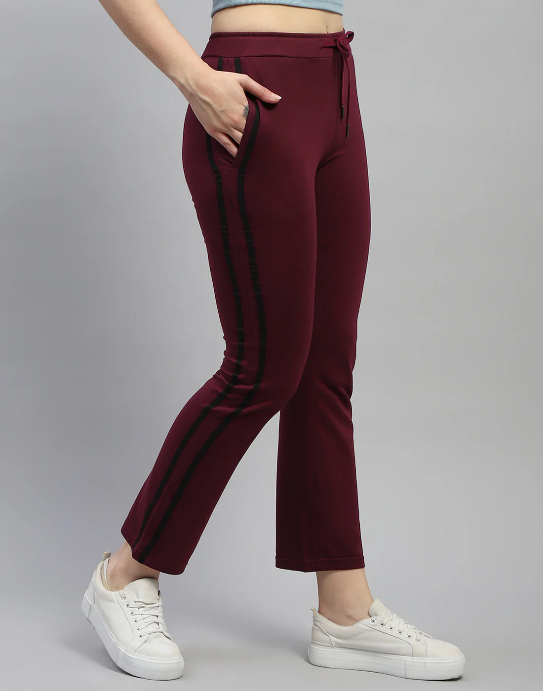 Women Maroon Solid Regular Fit Lower - Image 4