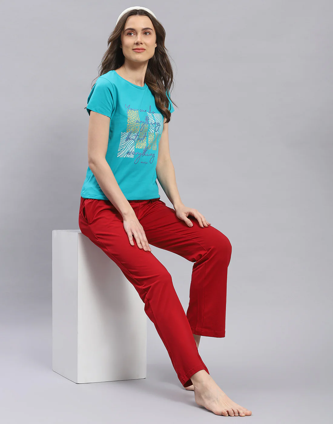 Women Maroon Solid Regular Fit Lower - Image 2