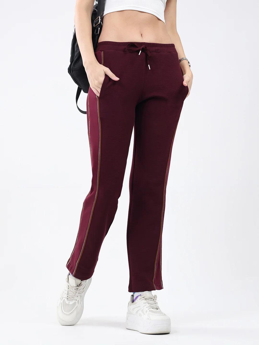 Women Maroon Solid Regular Fit Winter Lower - Image 6