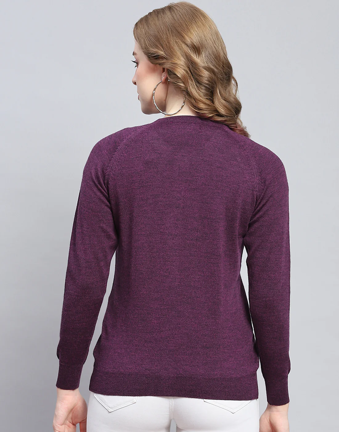 Women Maroon Solid Round Neck Full Sleeve Cardigan - Image 4