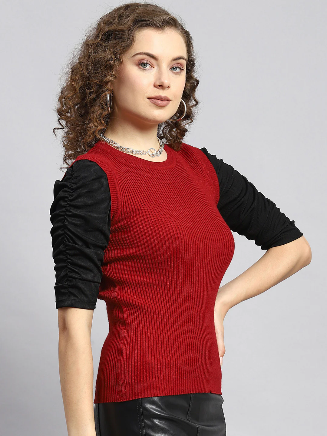 Women Maroon Solid Sceavy - Image 3