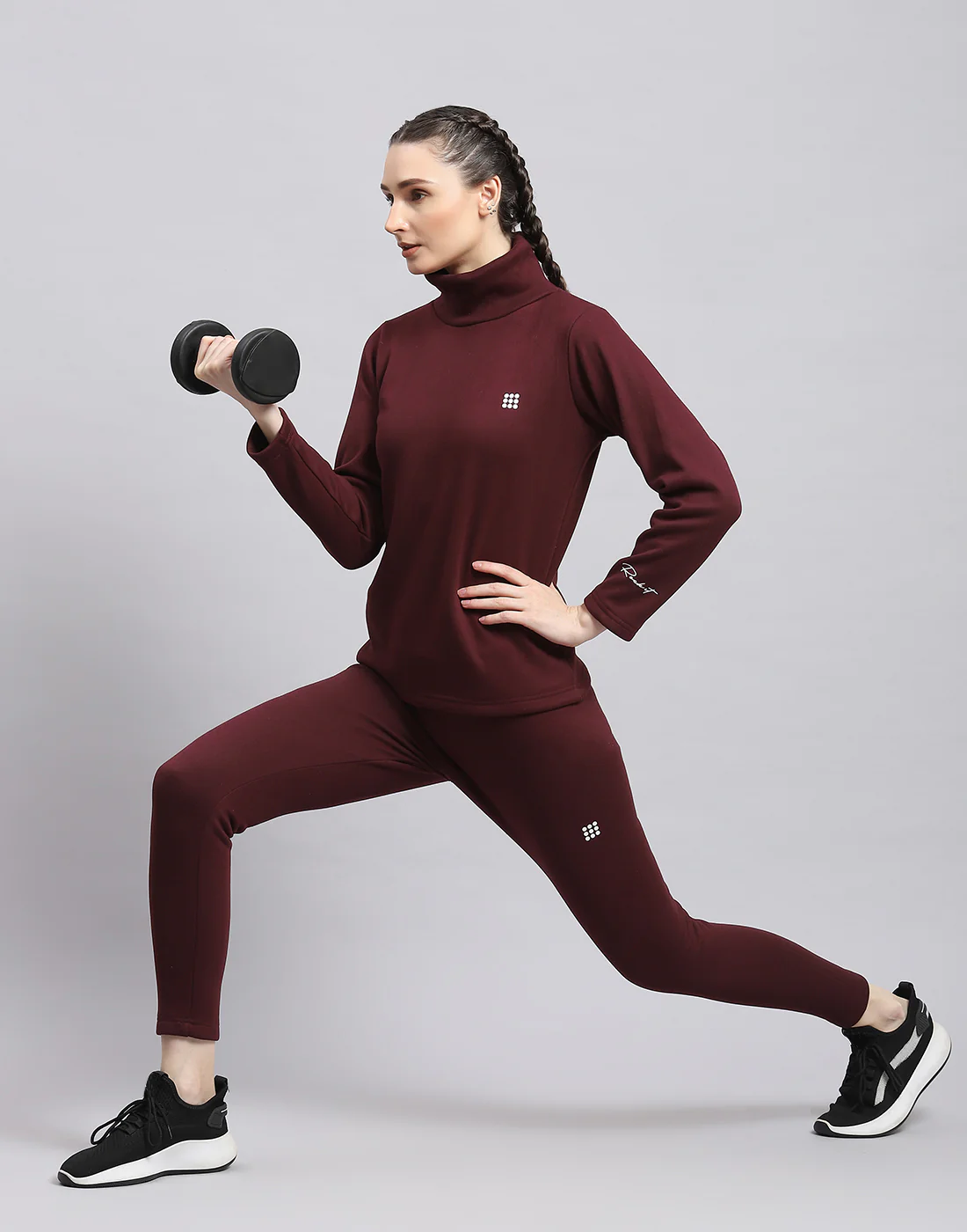 Rock.it Women Maroon Solid T Neck Full Sleeve Sweatshirt - Image 2