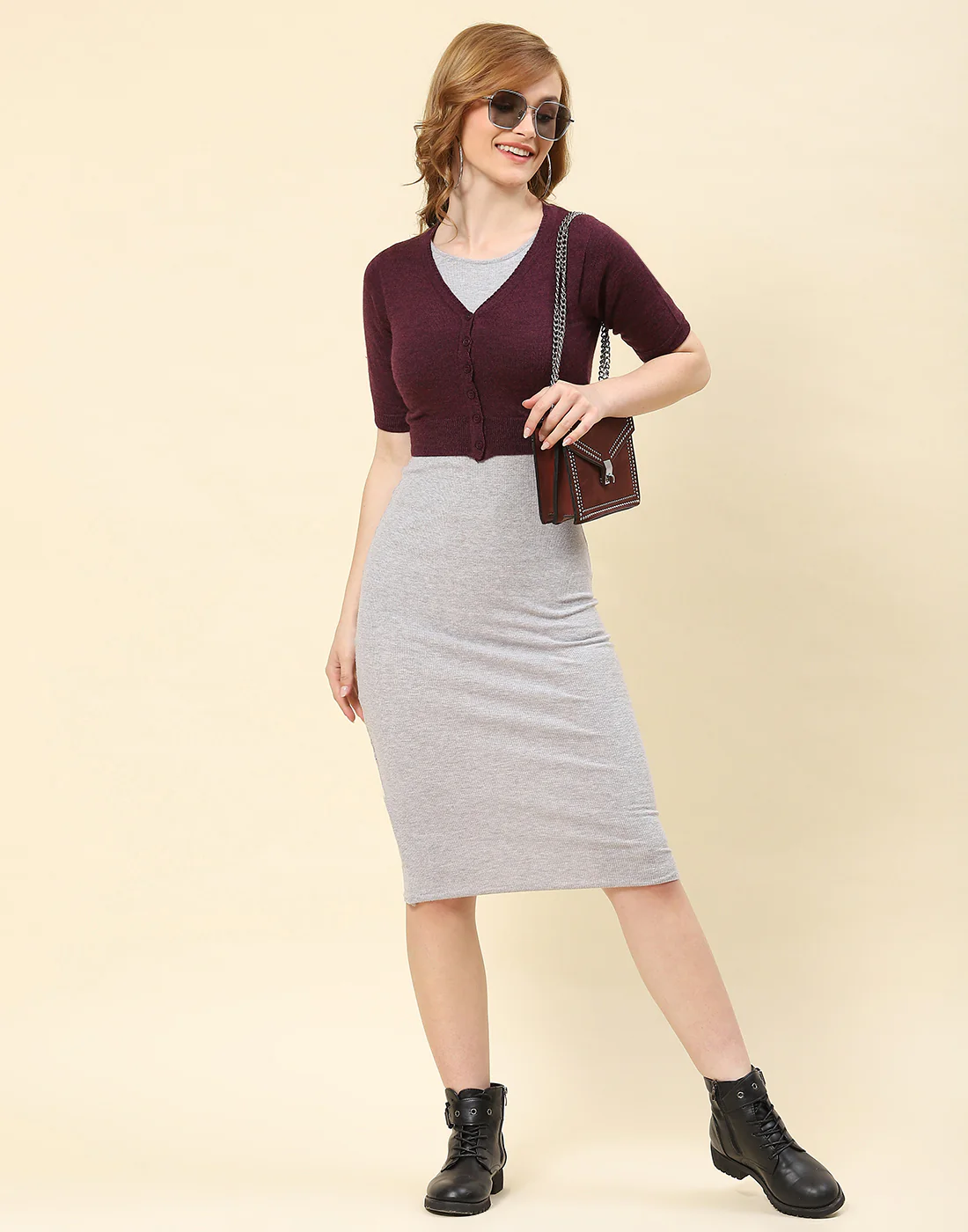 Women Maroon Solid V Neck Half Sleeve Blouse - Image 2