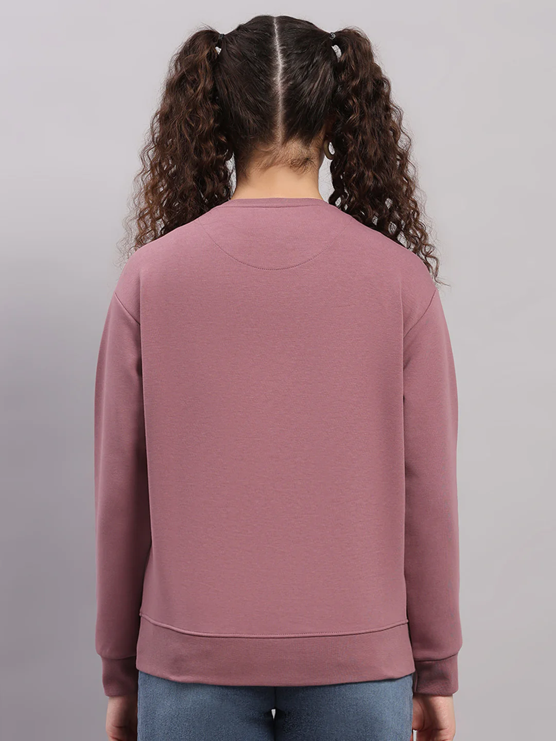 Women Mauve Printed Round Neck Full Sleeve Sweatshirt - Image 5