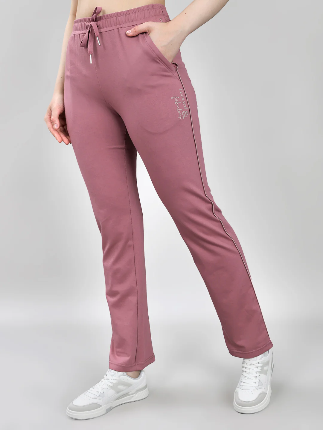 Women Mauve Solid Regular Fit Lower - Image 3