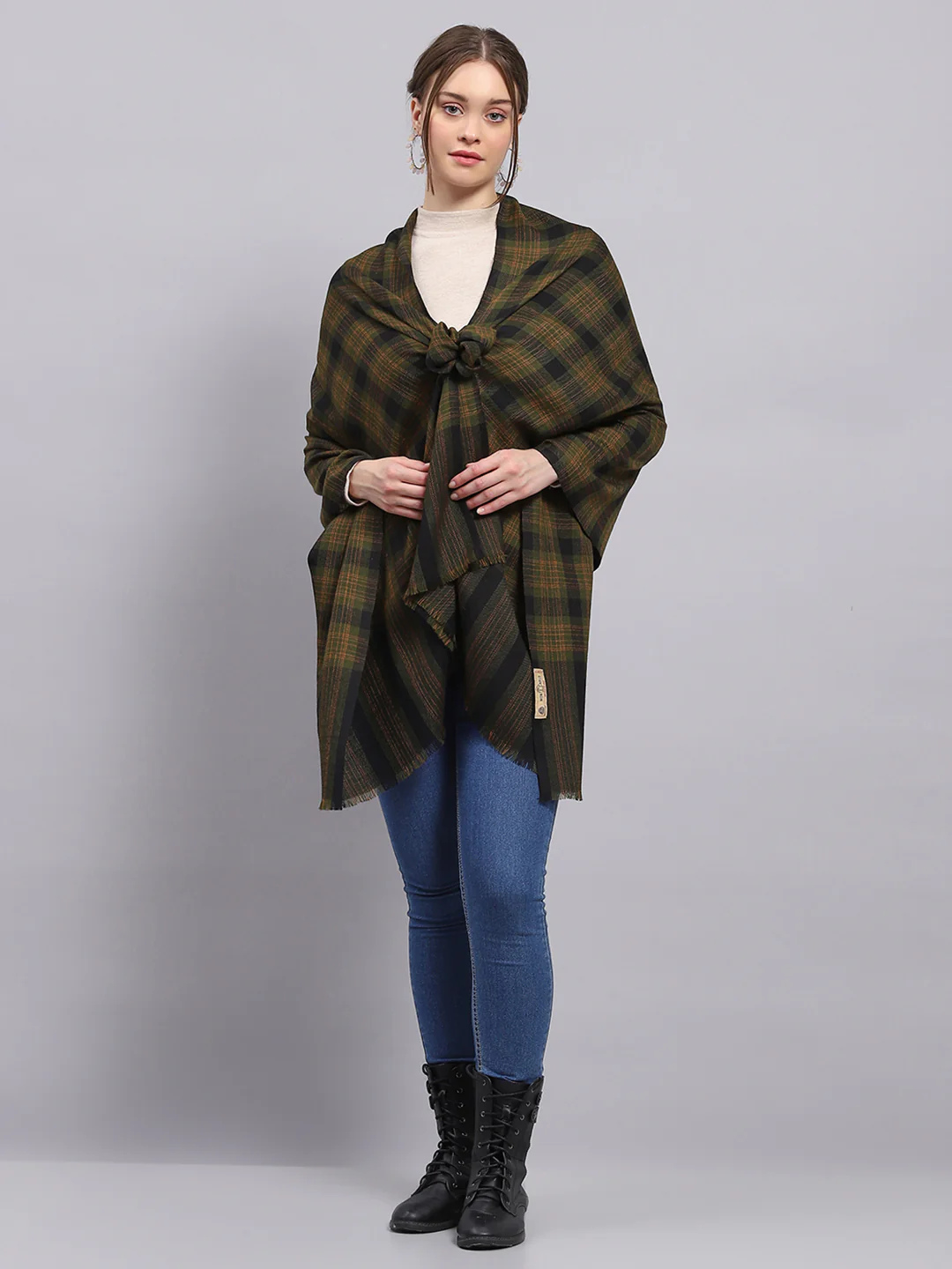 Women Multicolor Check Stole - Image 3