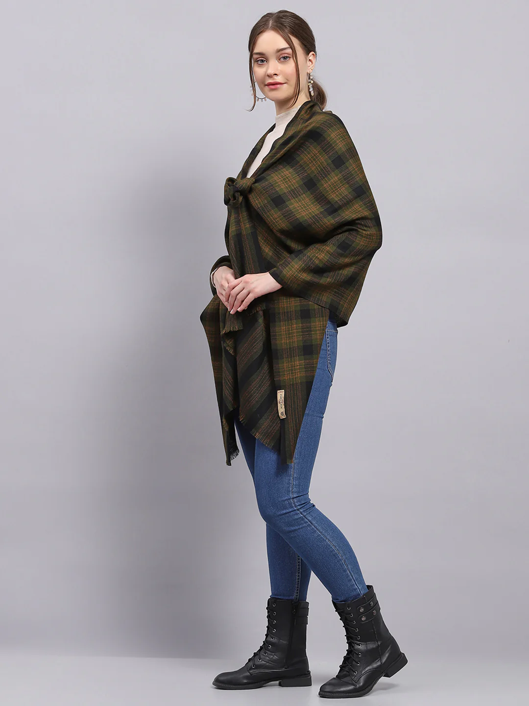 Women Multicolor Check Stole - Image 4