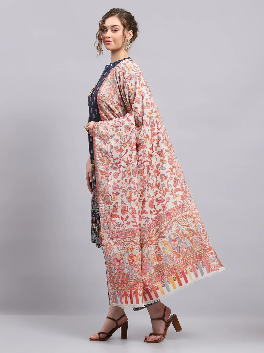 Women Multicolor Printed Shawl - Image 3