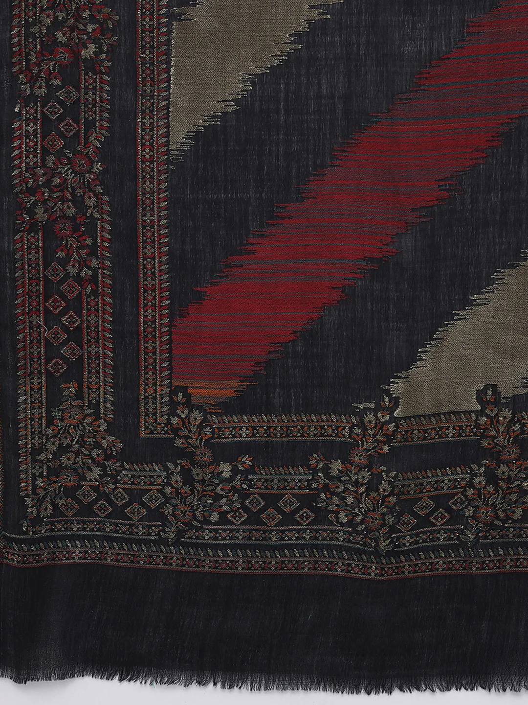 Women Multicolor Printed Wool Blend Shawl - Image 6
