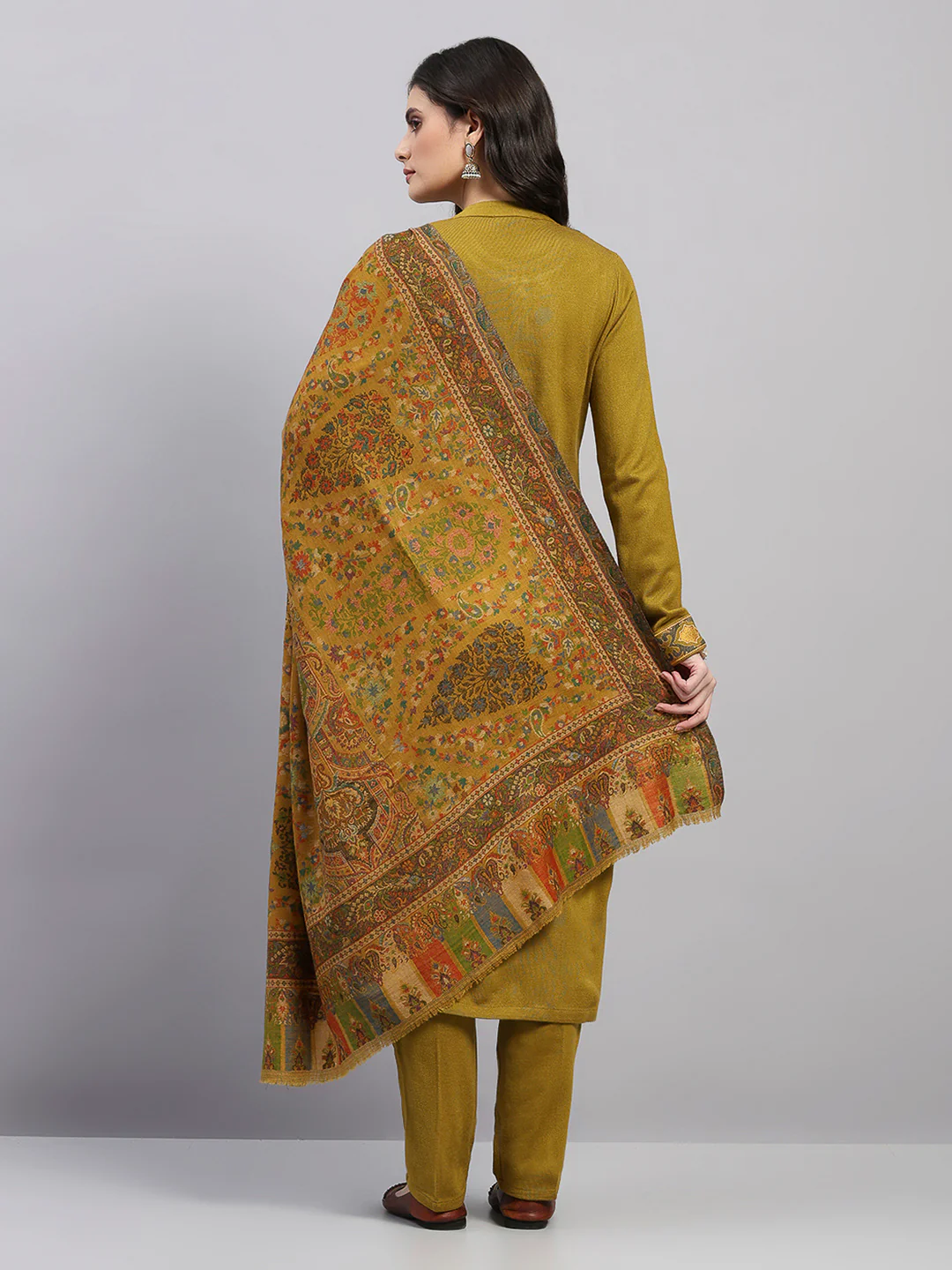 Women Multicolor Printed Wool Blend Shawl - Image 5