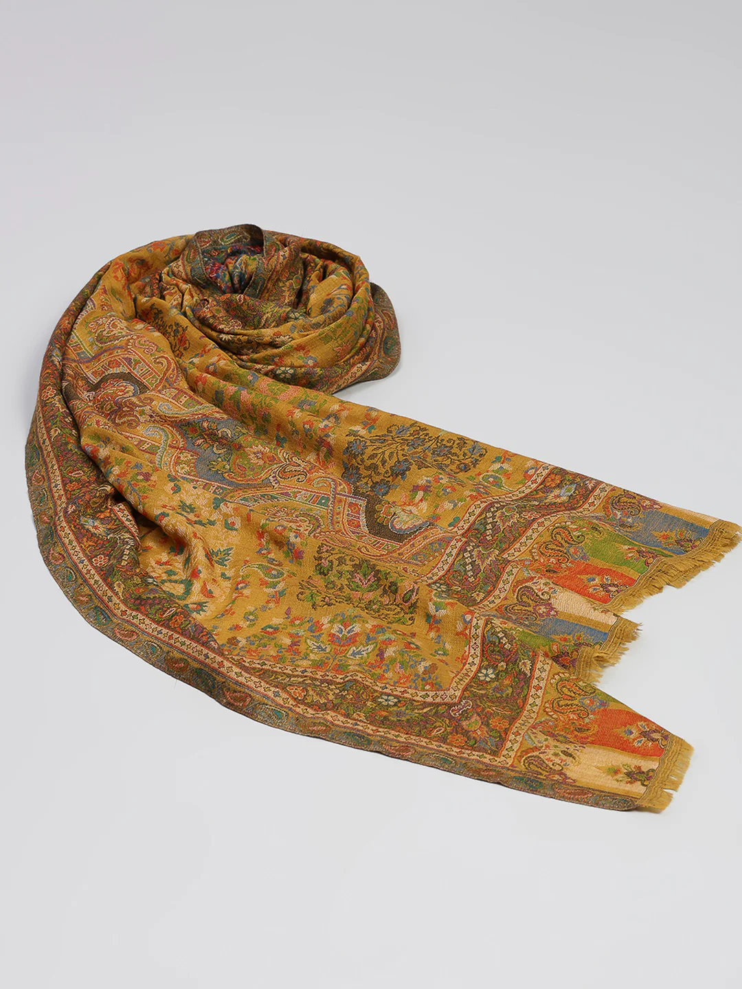 Women Multicolor Printed Wool Blend Shawl - Image 6