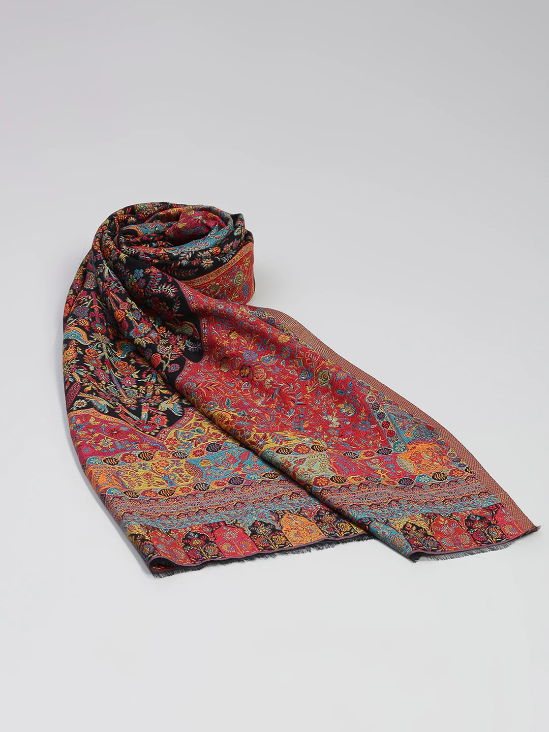 Women Multicolor Printed Wool Blend Shawl - Image 6