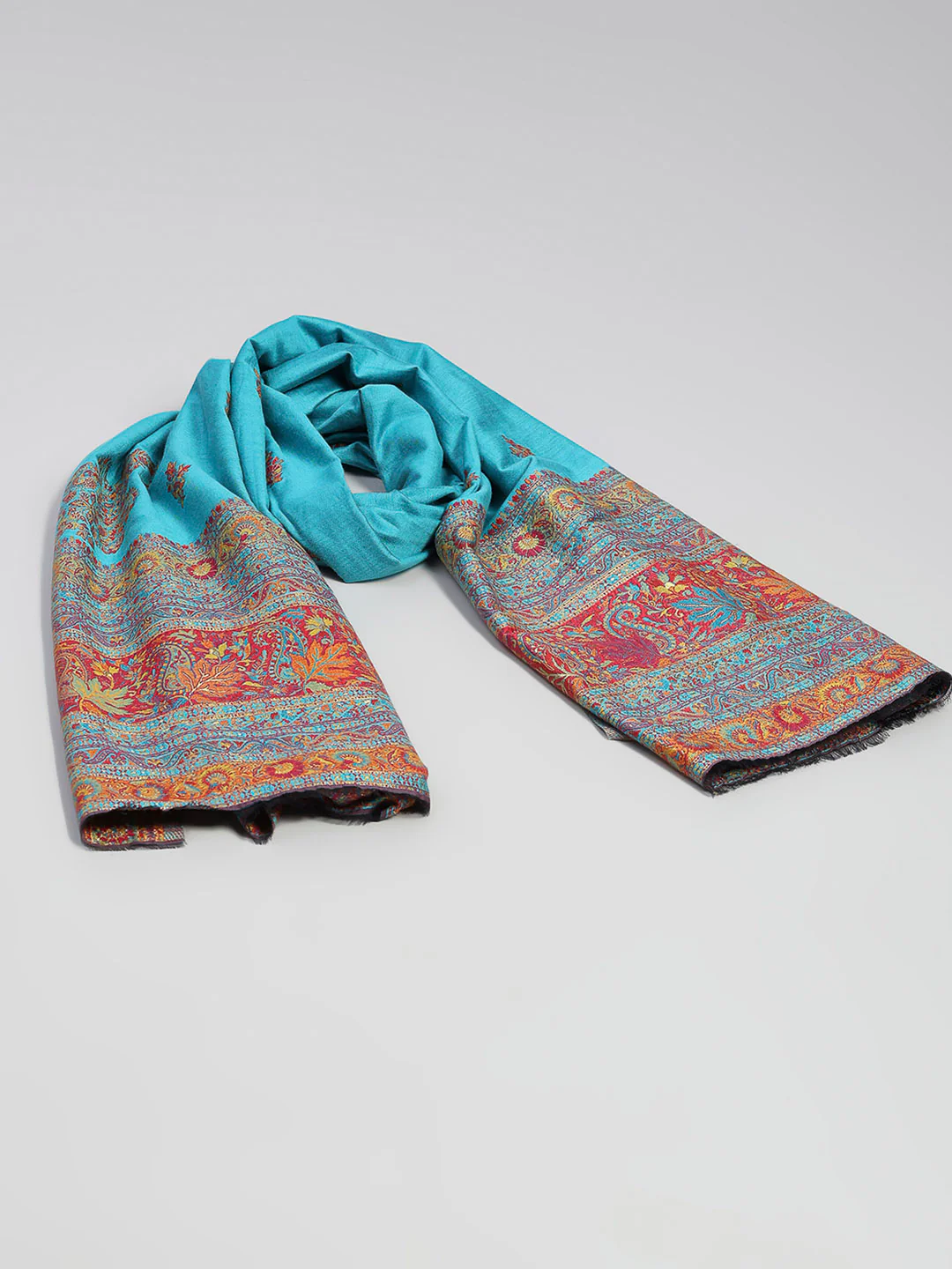 Women Multicolor Printed Wool Blend Shawl - Image 6