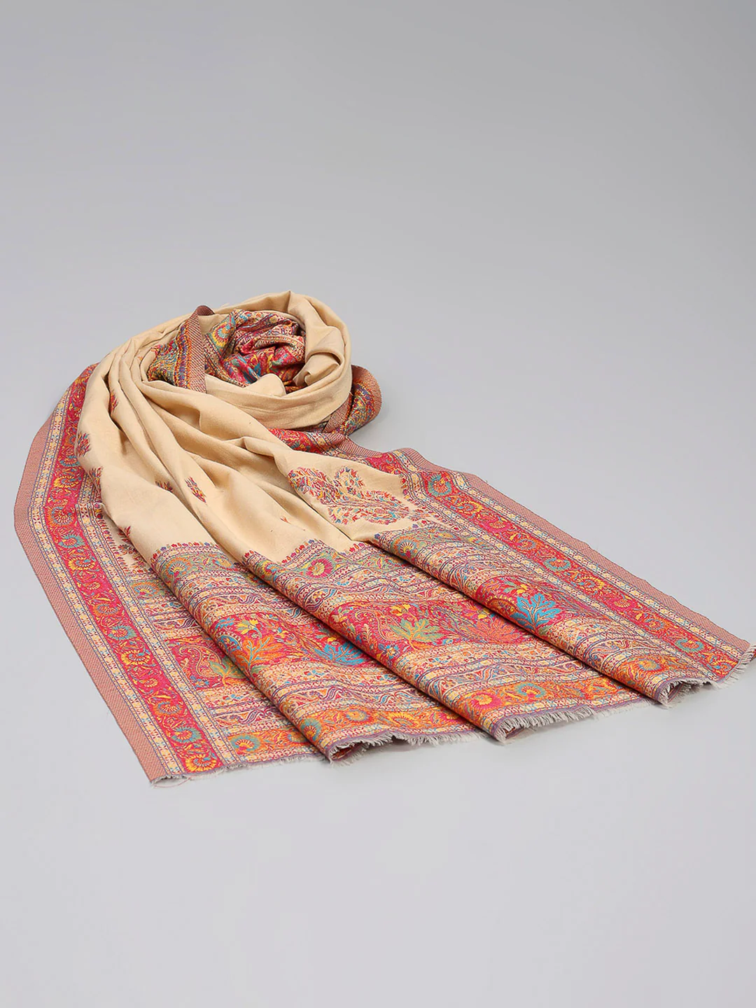 Women Multicolor Printed Wool Blend Shawl - Image 6