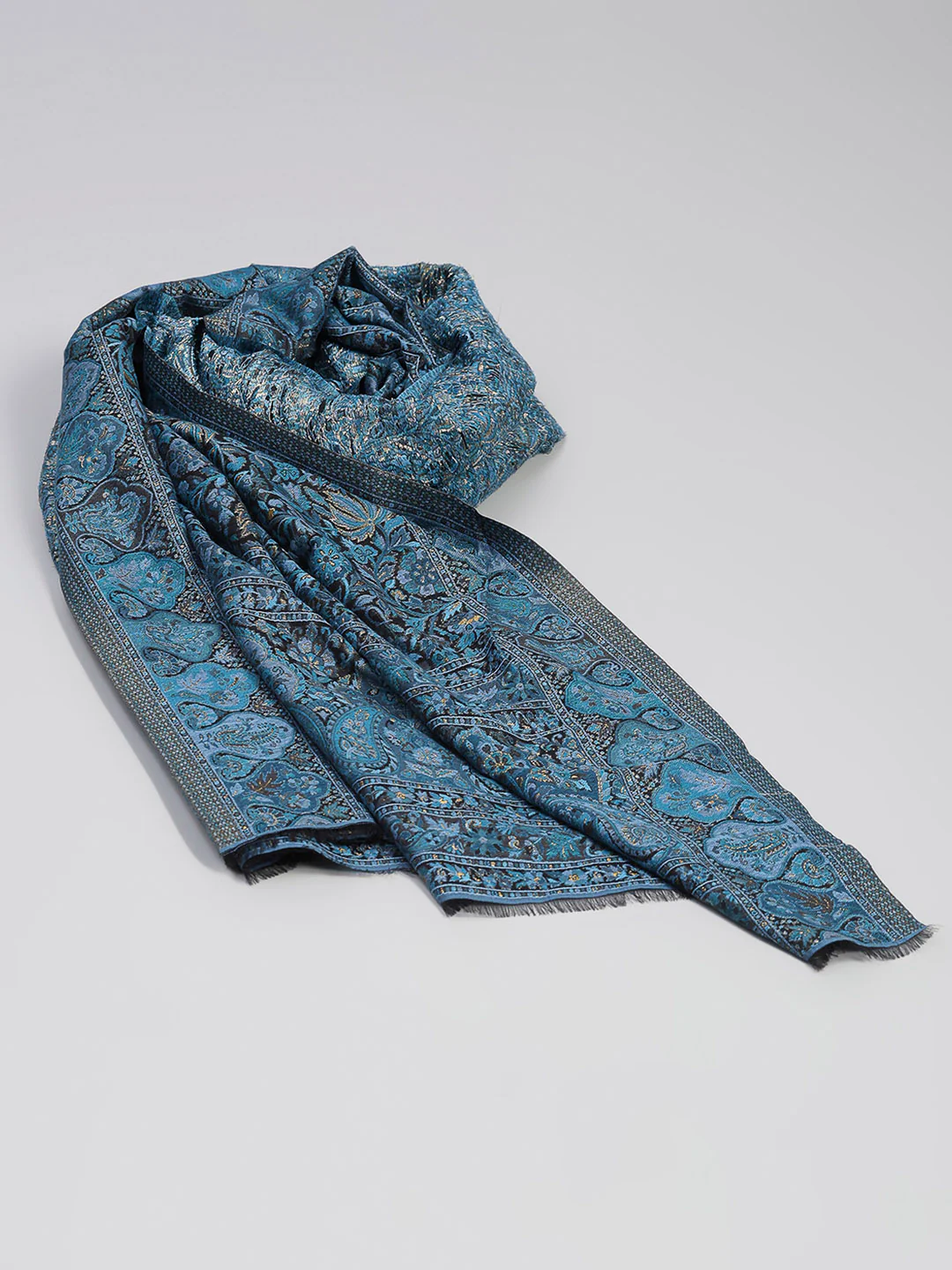 Women Multicolor Printed Wool Blend Shawl - Image 6