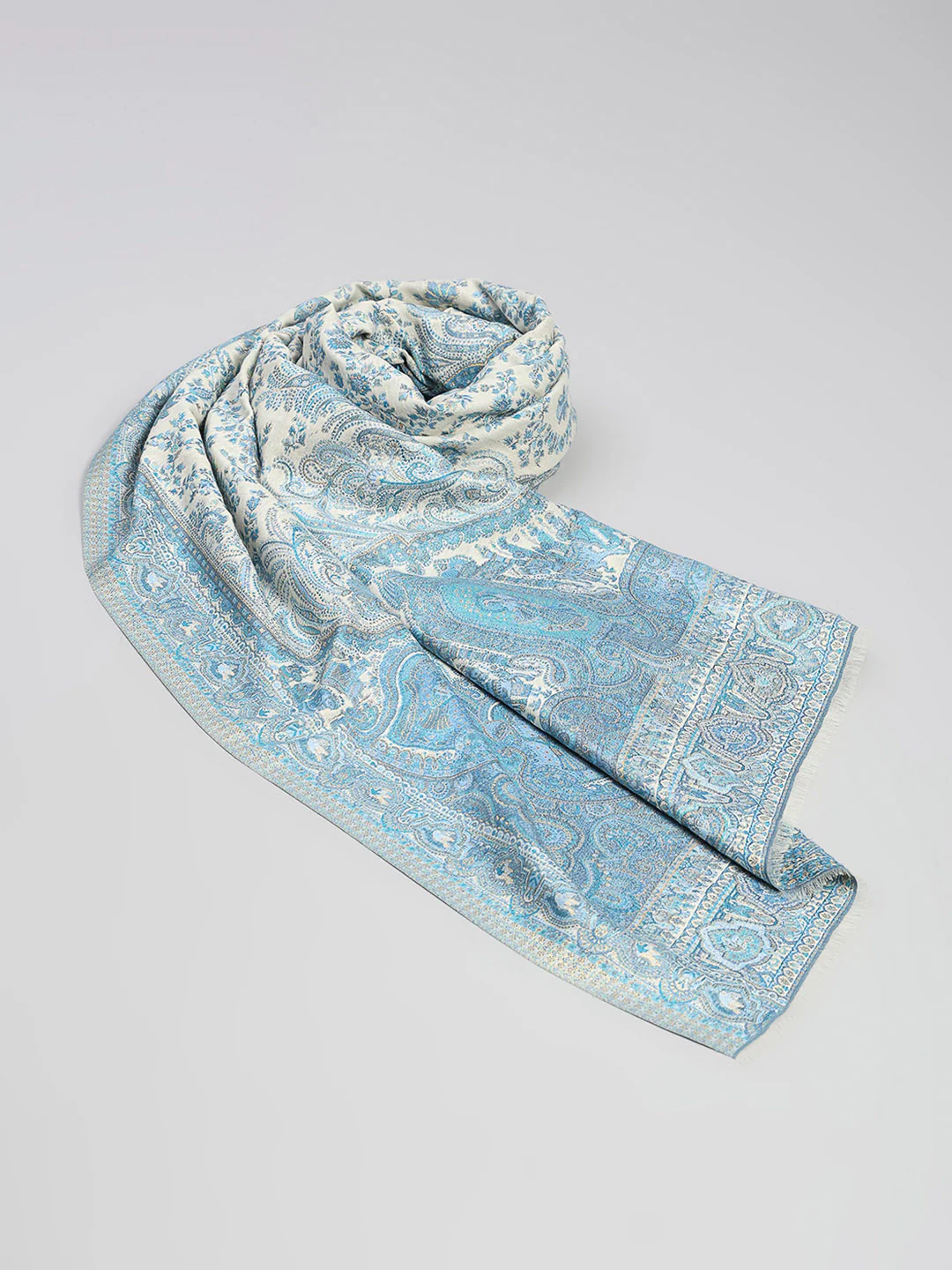 Women Multicolor Printed Wool Blend Shawl - Image 7