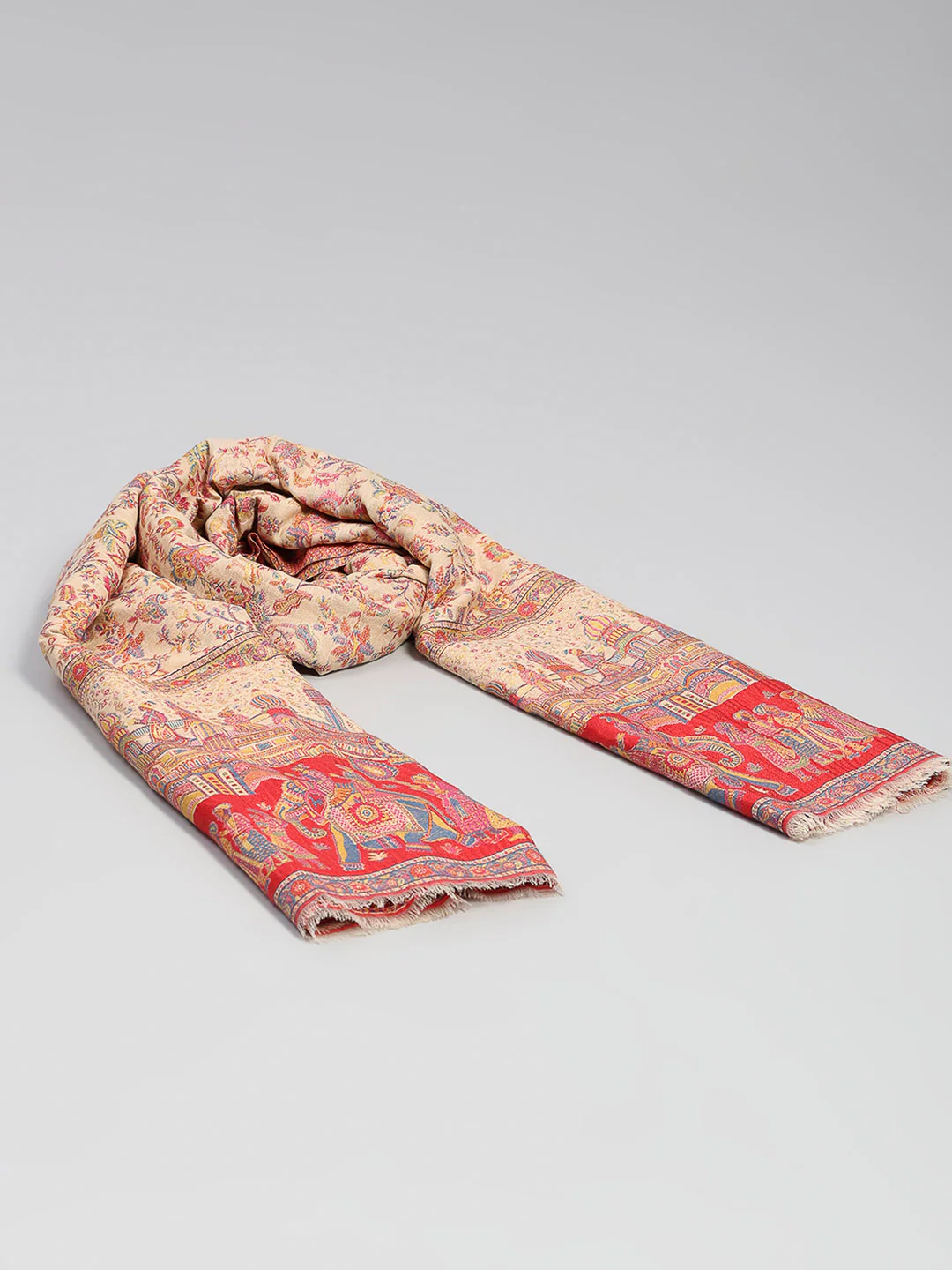 Women Multicolor Printed Wool Blend Shawl - Image 6