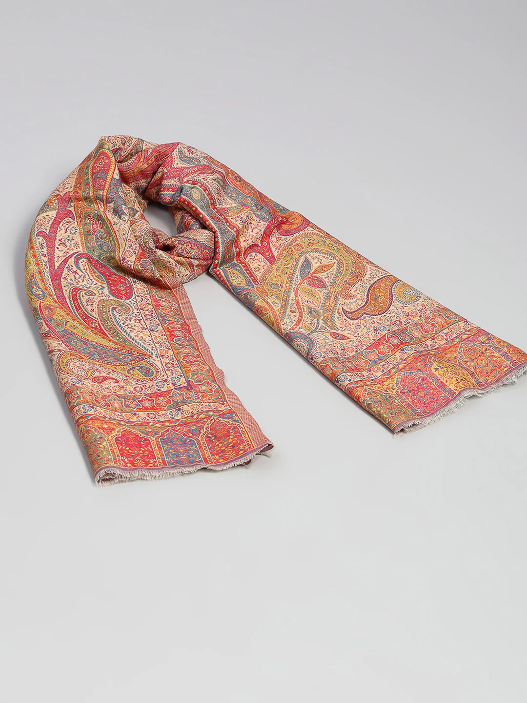 Women Multicolor Printed Wool Blend Shawl - Image 6