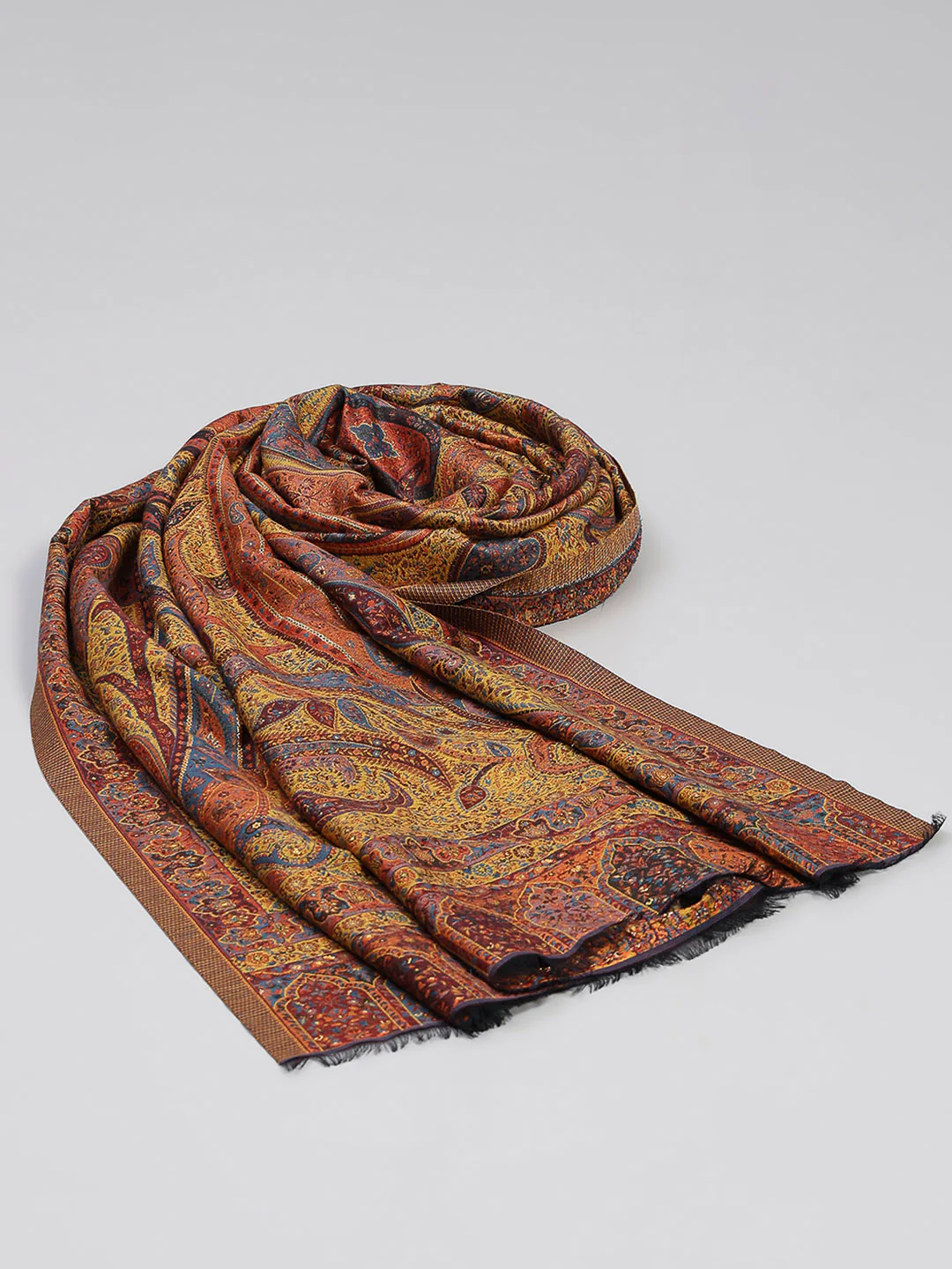 Women Multicolor Printed Wool Blend Shawl - Image 6
