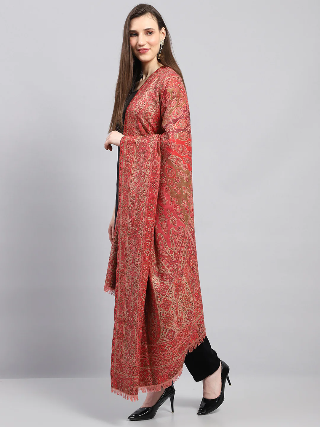 Women Multicolor Self Design Shawl - Image 3