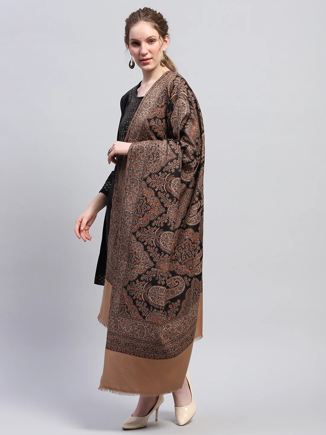 Women Multicolor Self Design Shawl - Image 3