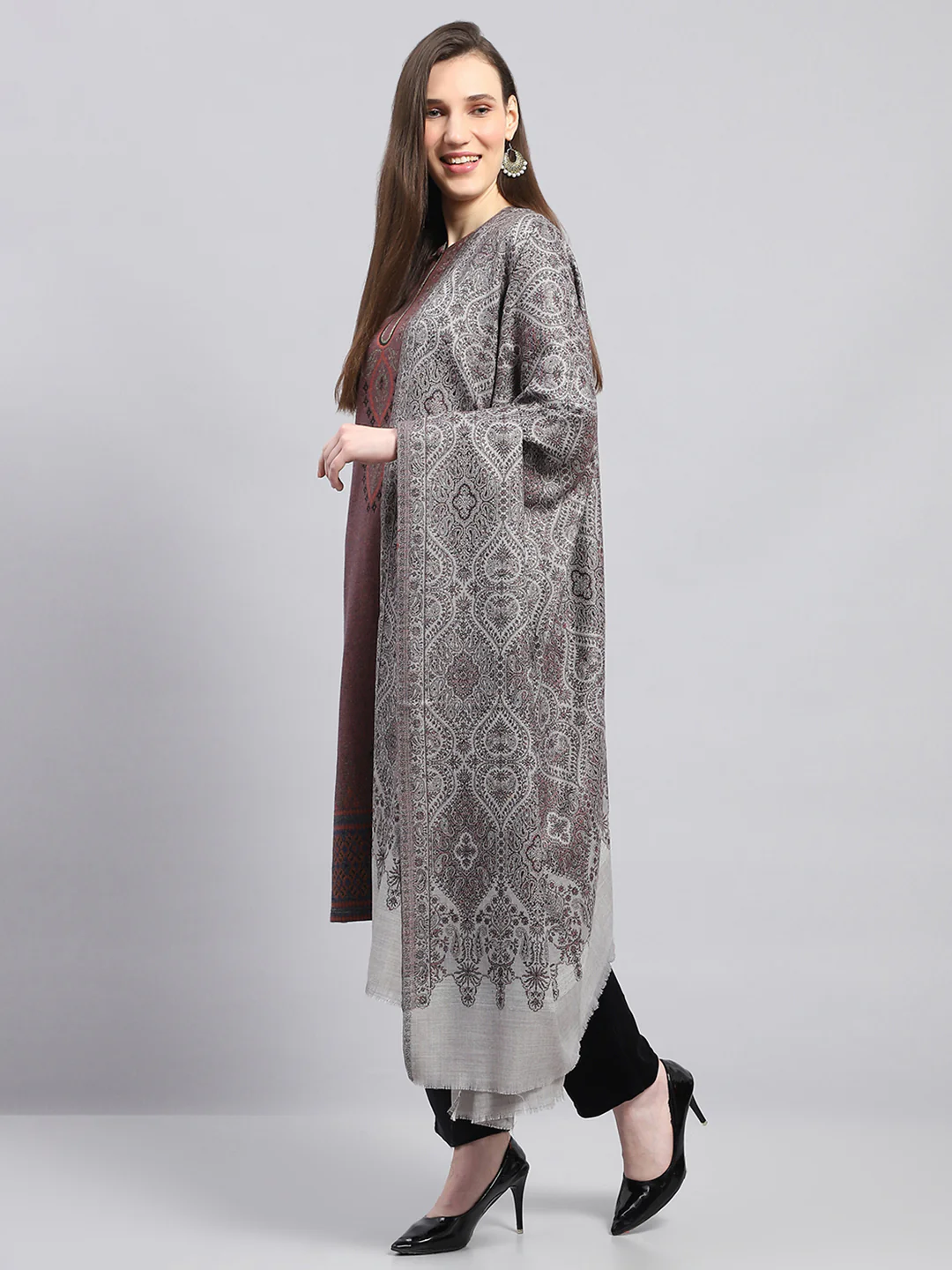 Women Multicolor Self Design Shawl - Image 3